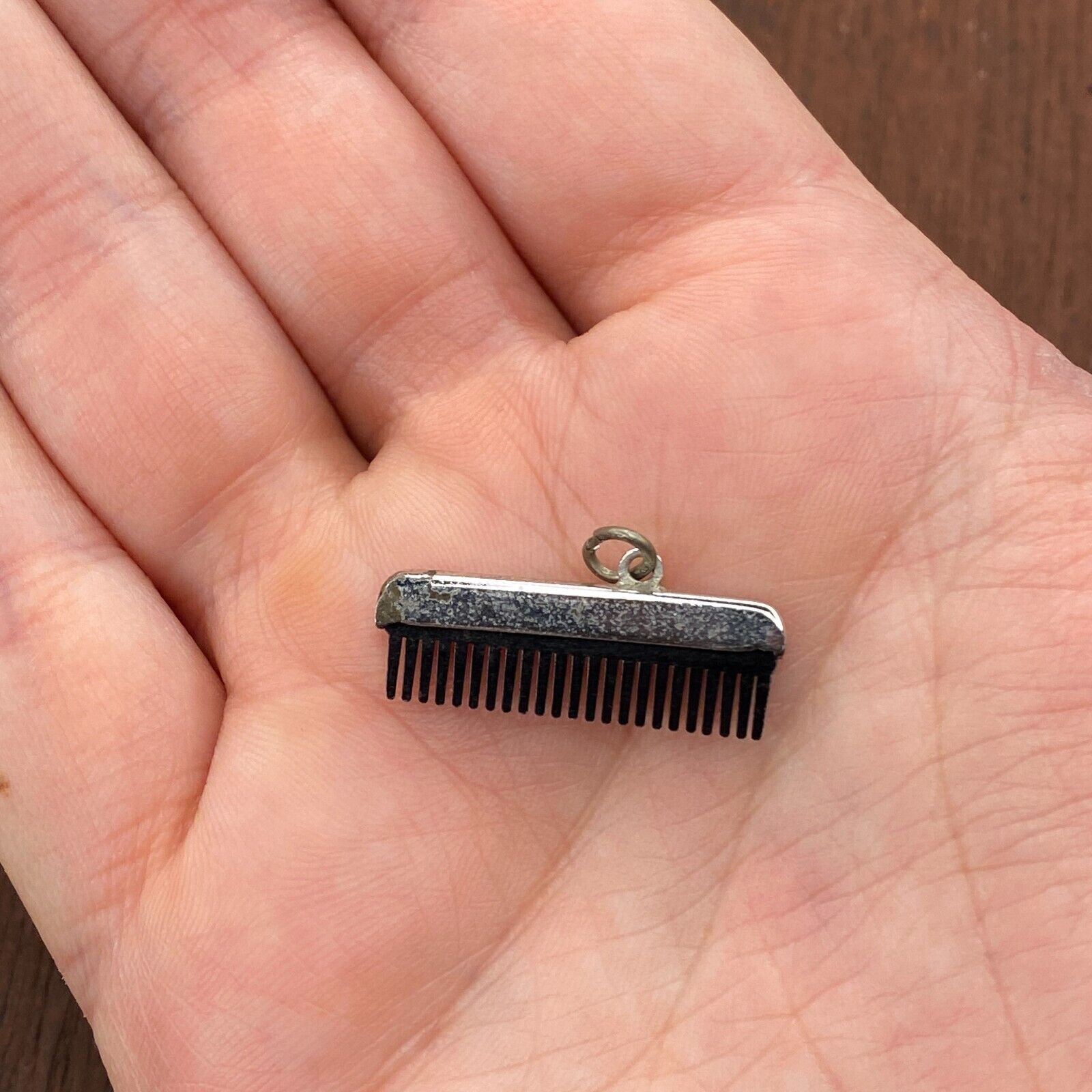 Vintage Beau 925 Sterling Silver Hair Comb Pendant Bracelet Charm
